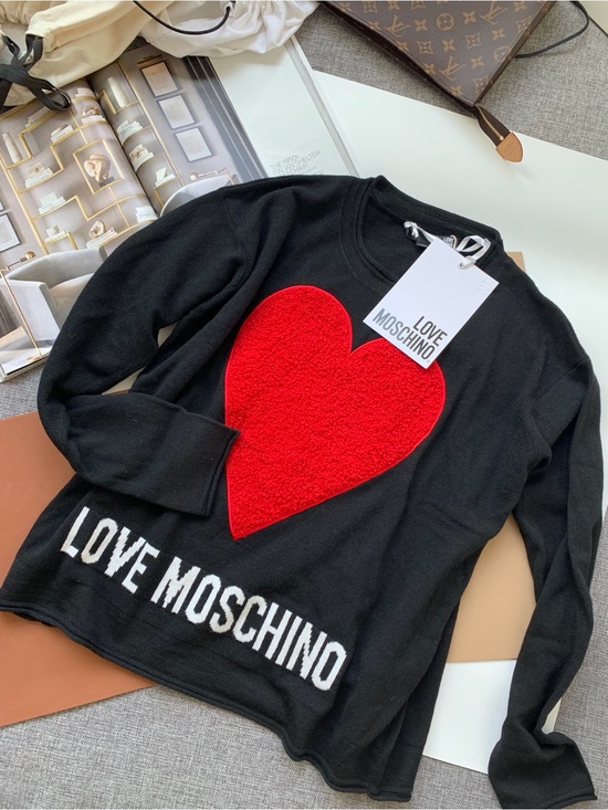 Love Moschino Sweaters - Love Moschino Wool-Blend Heart Sweater Sz Small